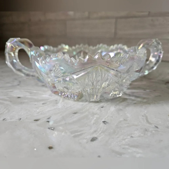 Vintage Carnival Rainbow Candy  Dish with Handles - Picture 3 of 4